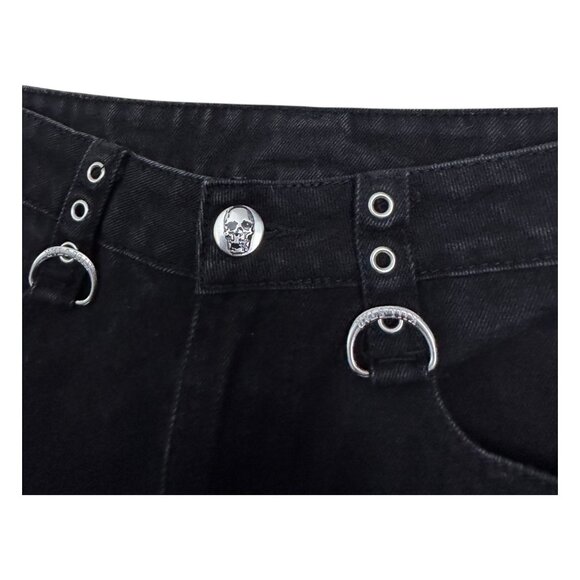 KILL STAR Flare Black Denim Punk Emo Goth Pants Jeans Womens 4 /Small - Picture 6 of 8